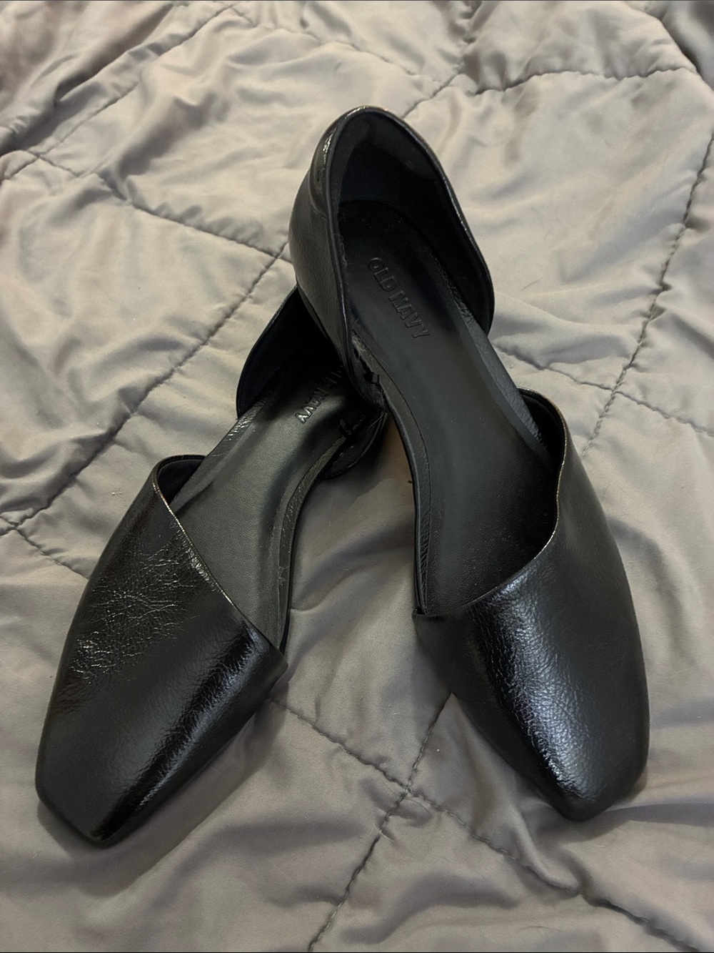 Old Navy Black Faux-Leather D'Orsay Flats